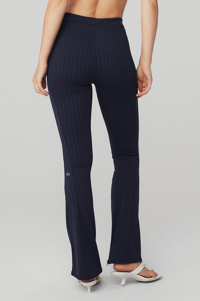 Legginsy Alo Yoga High-Stanem Pinstripe Zip It Flare Damskie Czarne | ZLQCD6184