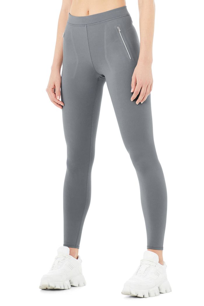 Legginsy Alo Yoga High-Stanem Thrill Seeker Damskie Szare | XOCVE4680