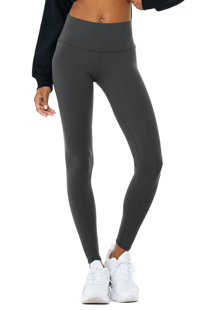 Legginsy Alo Yoga High-Stanem Zimowe Warmth Plush Damskie Ciemny Szare | BIVJX9560