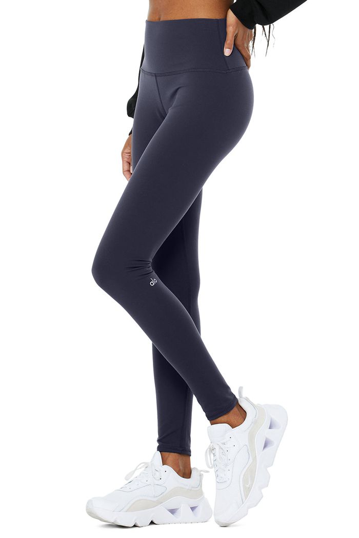 Legginsy Alo Yoga High-Stanem Zimowe Warmth Plush Damskie Czarne | MWXSI9753