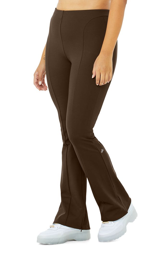 Legginsy Alo Yoga High-Stanem Zip It Flare Damskie Czarne | AJHEN0256