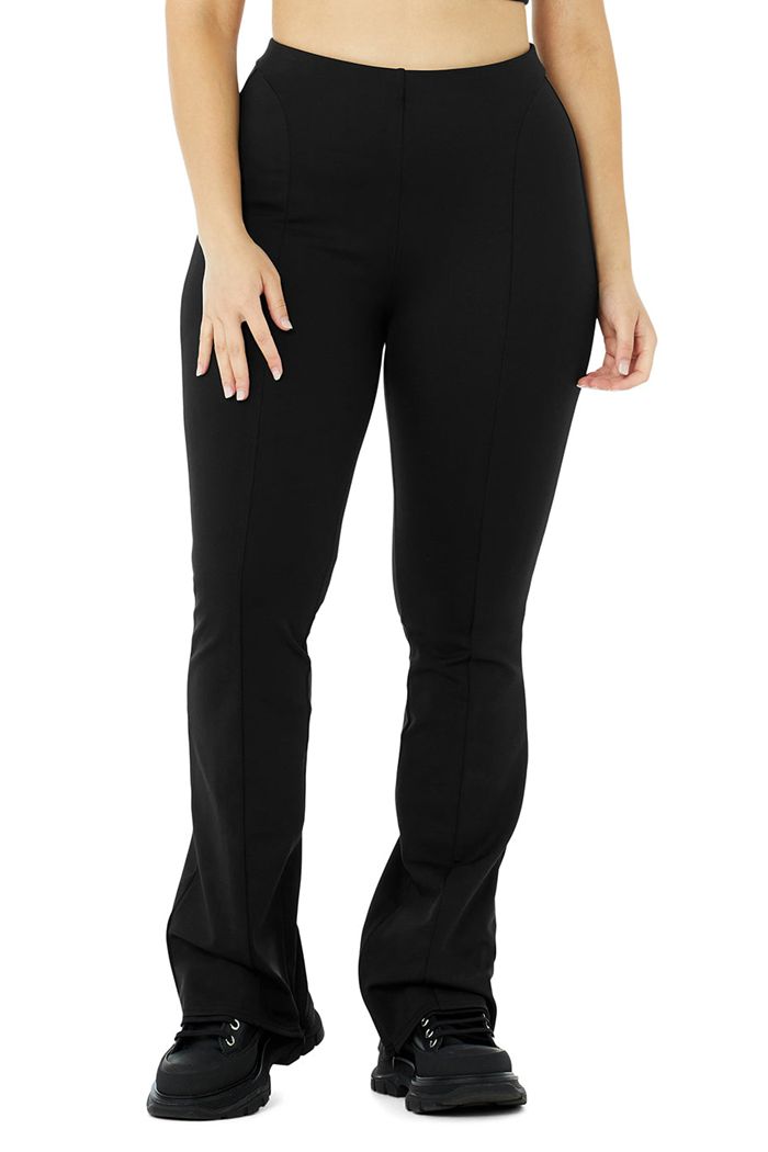 Legginsy Alo Yoga High-Stanem Zip It Flare Damskie Czarne | OYJMF8206