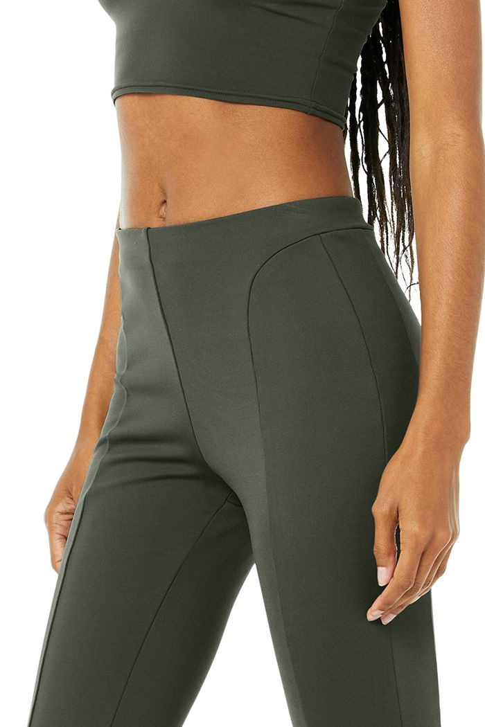 Legginsy Alo Yoga High-Stanem Zip It Flare Damskie Ciemny Zielone | RDTUI1092