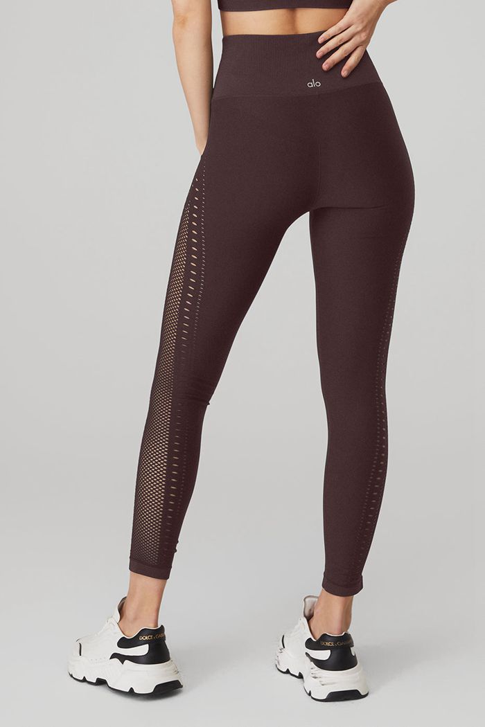 Legginsy Alo Yoga Seamless High-Stanem 7/8 Open Air Damskie Czarne | WBHDI3691