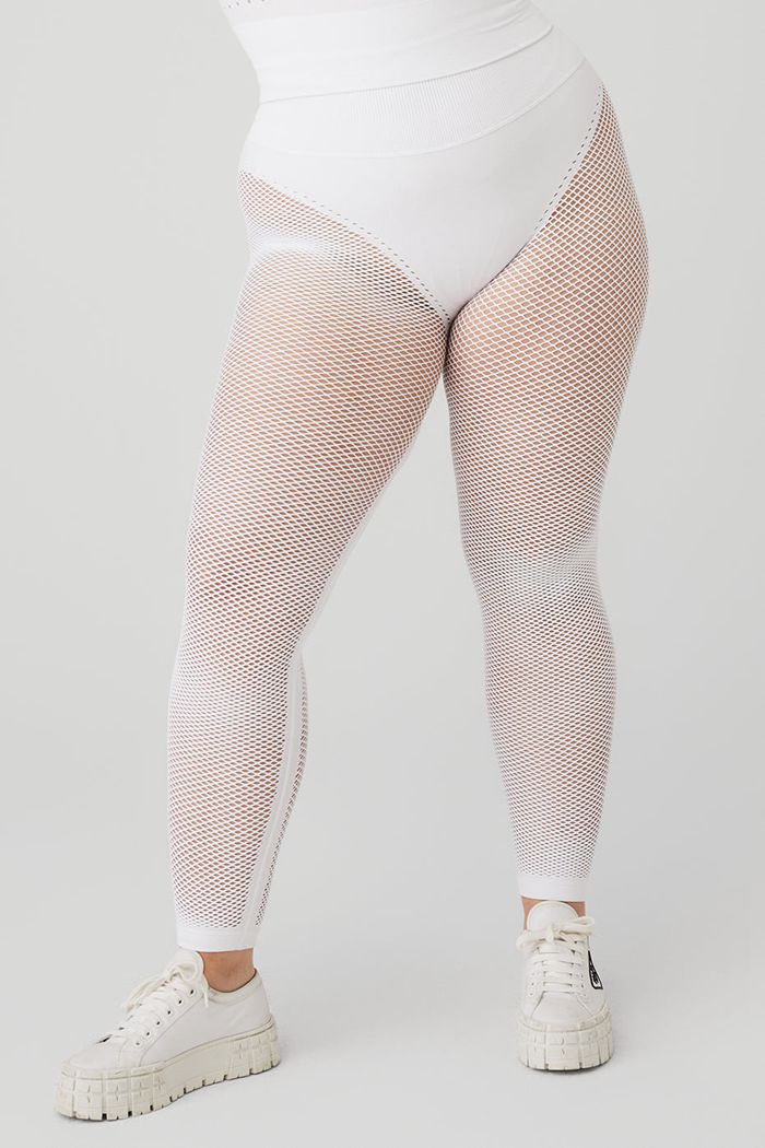 Legginsy Alo Yoga Seamless High-Stanem 7/8 Limitless Open Air Damskie Białe | YVHKE6892