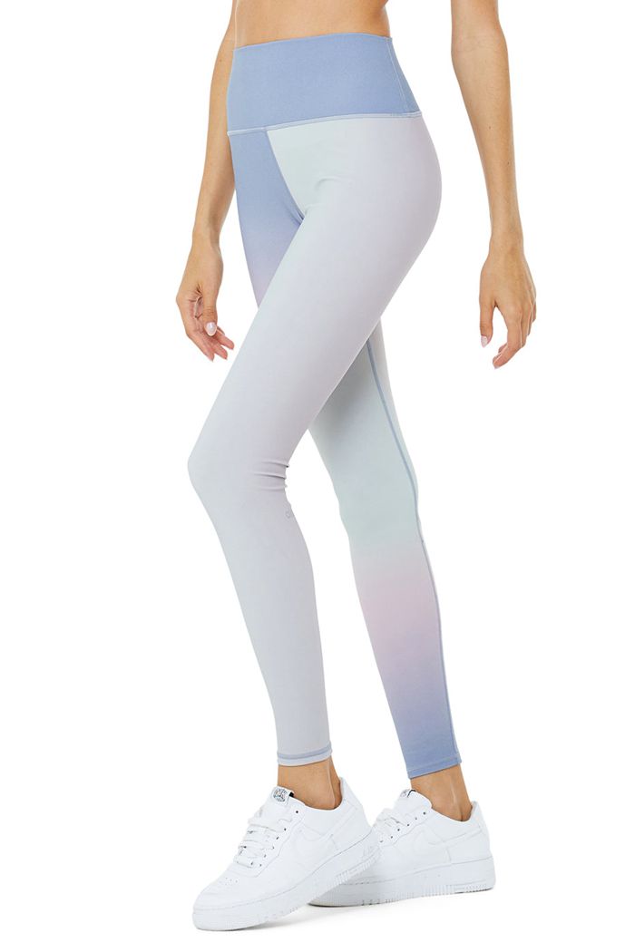 Legginsy Alo Yoga Vapor High-Stanem Gradient Dusk Damskie Niebieskie | NMDIF5263