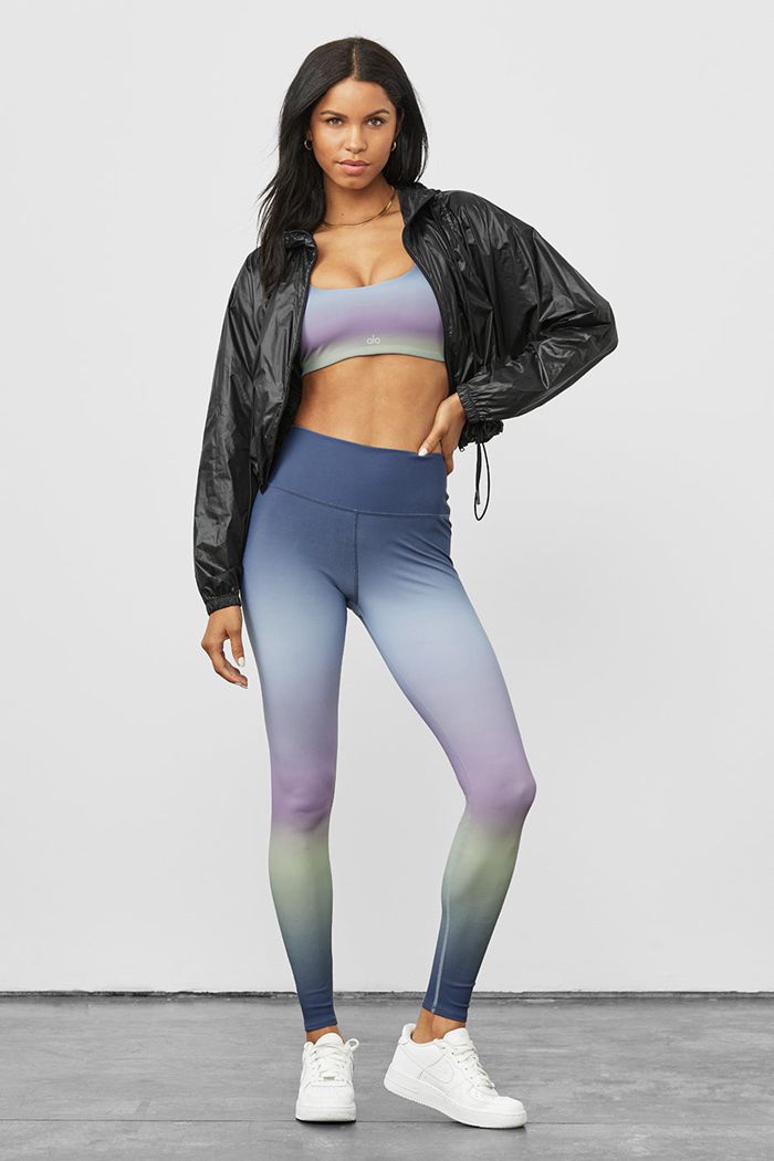 Legginsy Alo Yoga Vapor High-Stanem Gradient Dusk Damskie Niebieskie | VXIFL2419