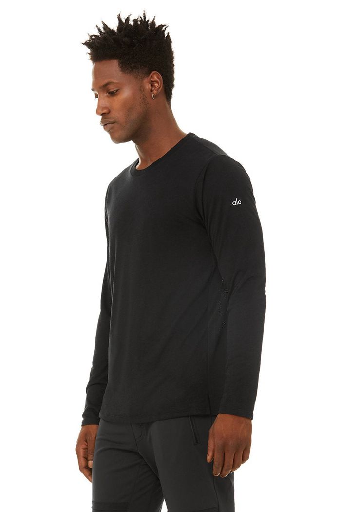 Long Sleeve Alo Yoga Airwave Męskie Czarne | ZQLAY6542