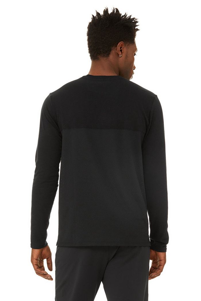 Long Sleeve Alo Yoga Airwave Męskie Czarne | ZQLAY6542