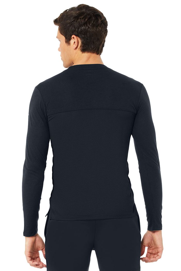 Long Sleeve Alo Yoga Airwave Męskie Granatowe | AYPSQ7340