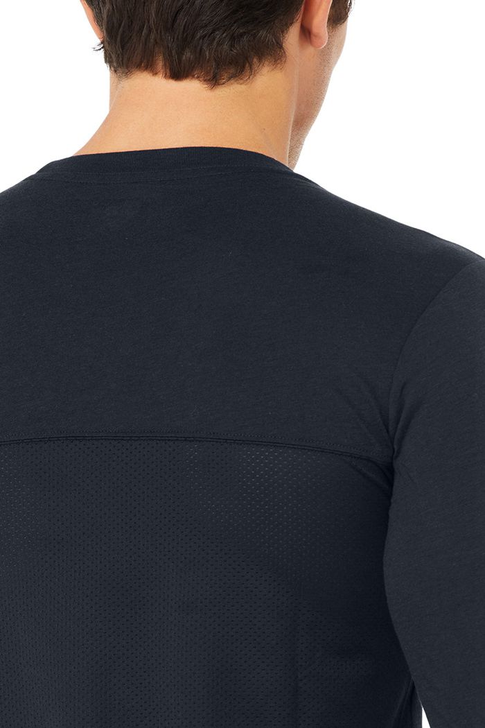 Long Sleeve Alo Yoga Airwave Męskie Granatowe | AYPSQ7340