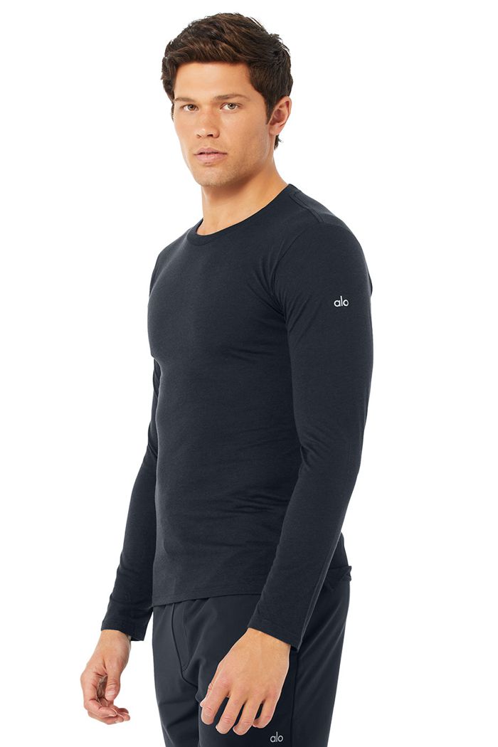 Long Sleeve Alo Yoga Airwave Męskie Granatowe | AYPSQ7340