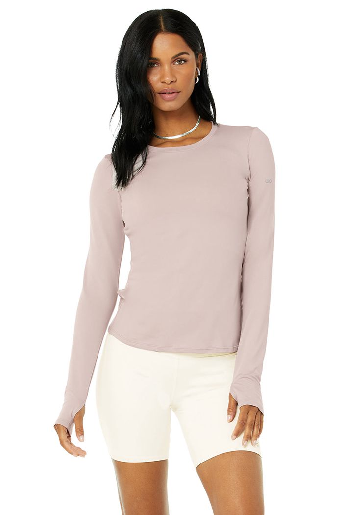 Long Sleeve Alo Yoga Alosoft Finesse Damskie Różowe | ERHPJ2765