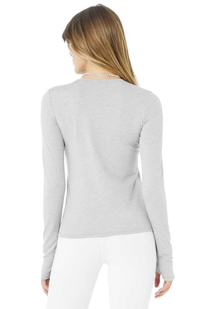 Long Sleeve Alo Yoga Alosoft Finesse Damskie Szare | ZLWQS2074