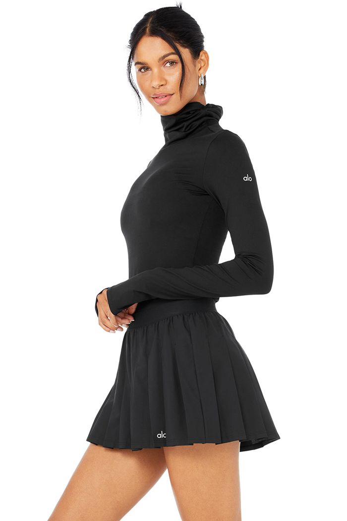 Long Sleeve Alo Yoga Alosoft Protection Turtleneck Damskie Czarne | OKQFV9045