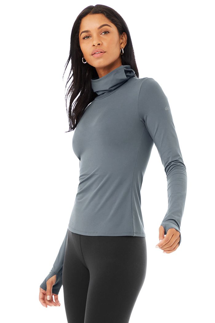 Long Sleeve Alo Yoga Alosoft Protection Turtleneck Damskie Szare | RPDSV8241