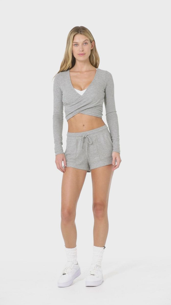 Long Sleeve Alo Yoga Amelia Luxe Crop Damskie Brązowe | UKAVT0693