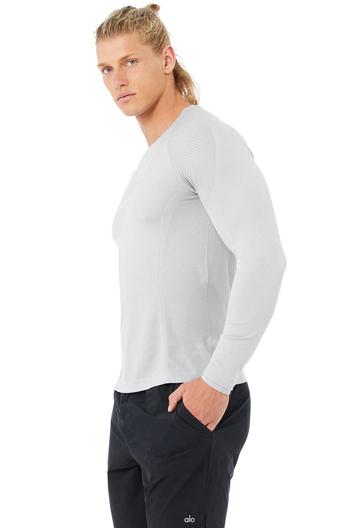 Long Sleeve Alo Yoga Amplify Seamless Męskie Szare | HAGYS4610