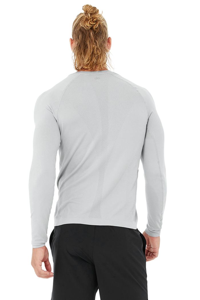 Long Sleeve Alo Yoga Amplify Seamless Męskie Szare | HAGYS4610