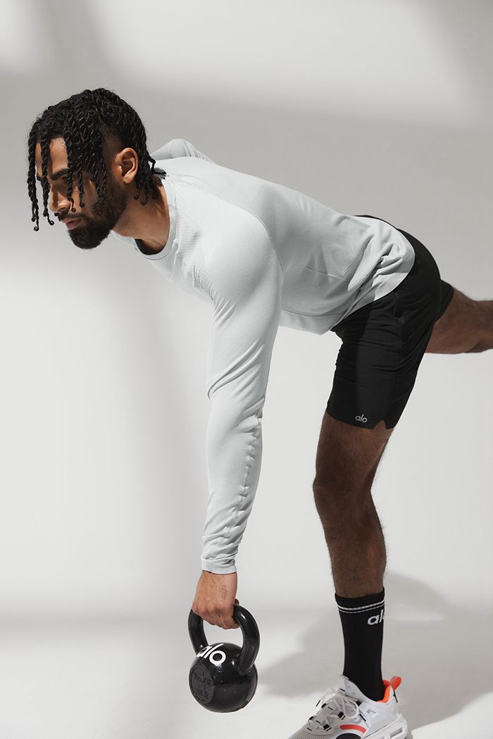 Long Sleeve Alo Yoga Amplify Seamless Męskie Szare | HAGYS4610