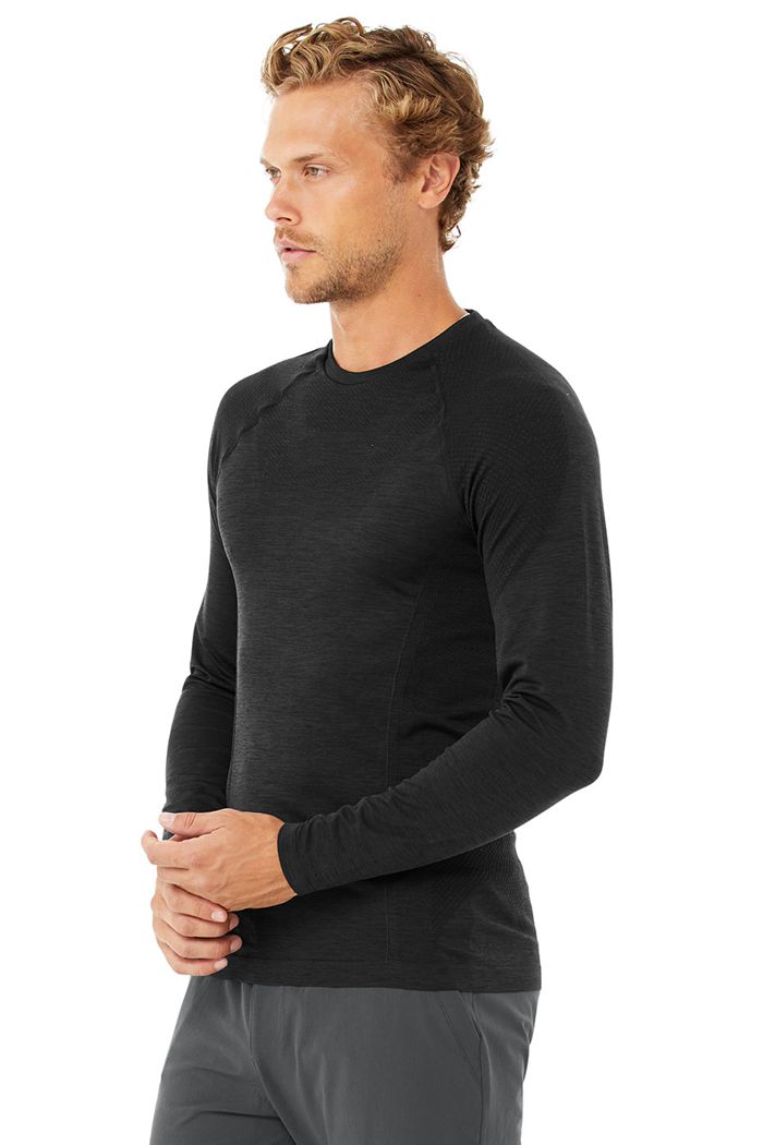 Long Sleeve Alo Yoga Amplify Seamless Męskie Czarne | JFMUX8409