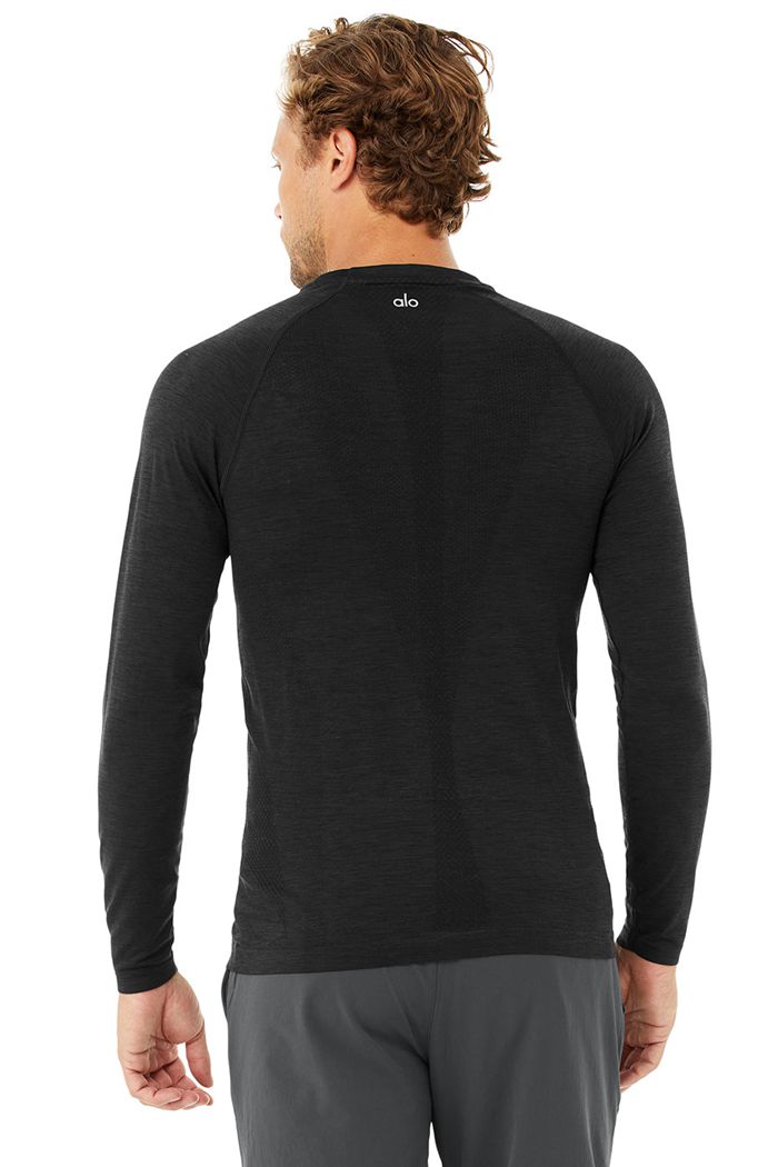 Long Sleeve Alo Yoga Amplify Seamless Męskie Czarne | JFMUX8409