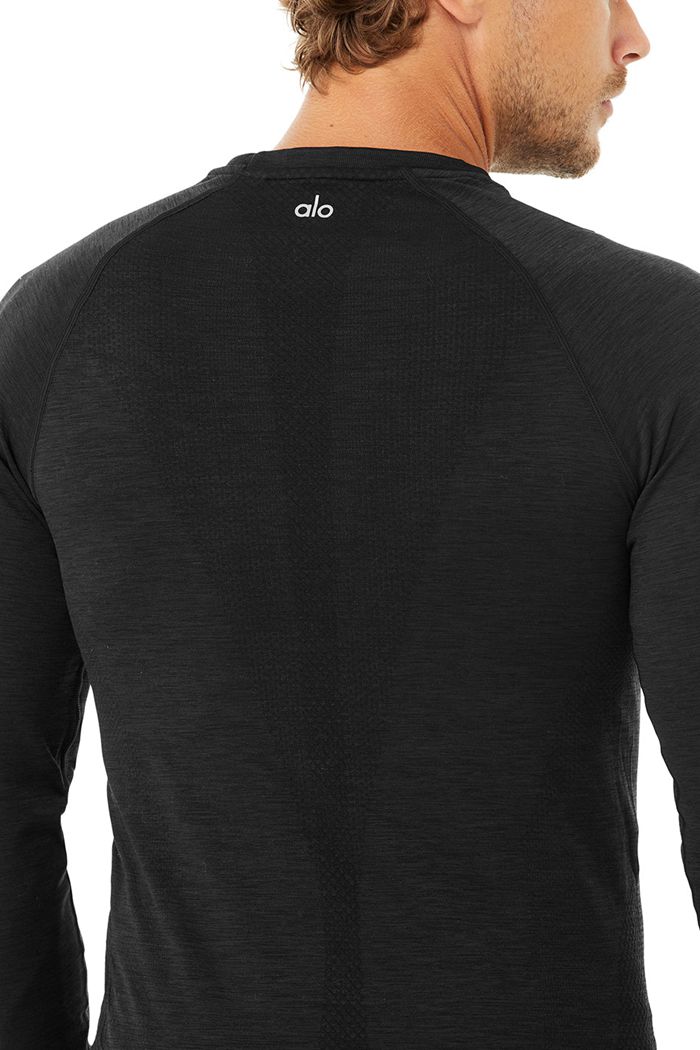 Long Sleeve Alo Yoga Amplify Seamless Męskie Czarne | JFMUX8409