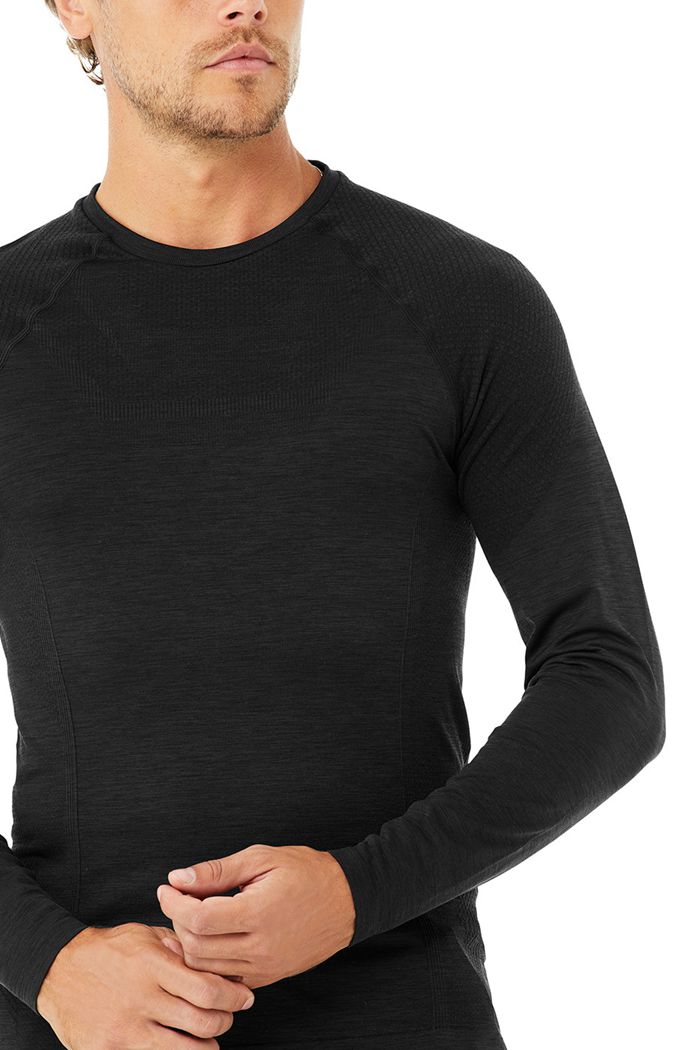 Long Sleeve Alo Yoga Amplify Seamless Męskie Czarne | JFMUX8409