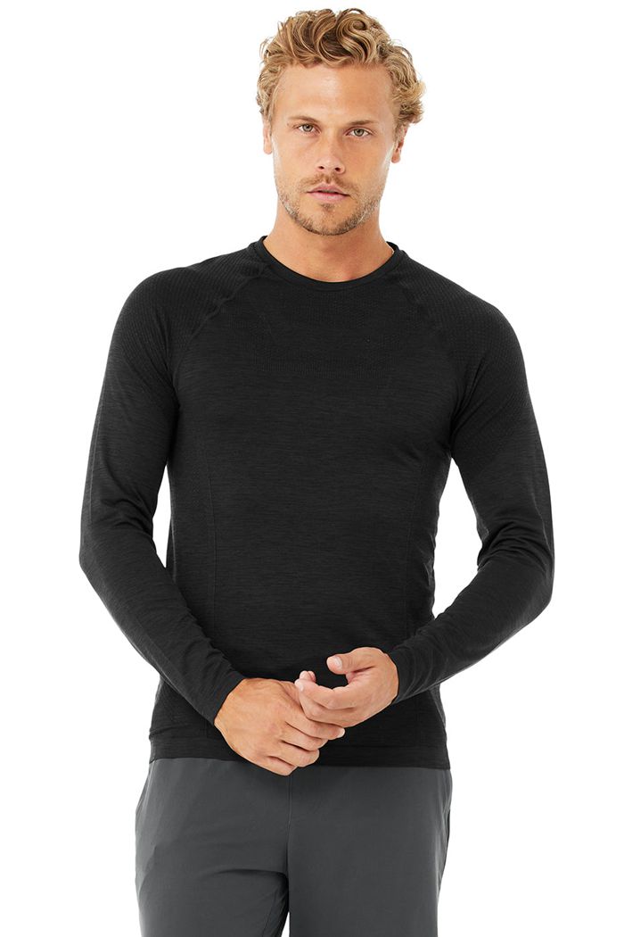 Long Sleeve Alo Yoga Amplify Seamless Męskie Czarne | JFMUX8409