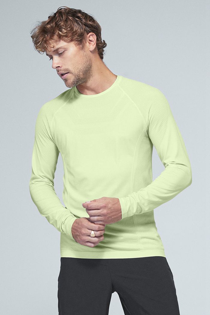 Long Sleeve Alo Yoga Amplify Seamless Męskie Zielone | THYZM4328