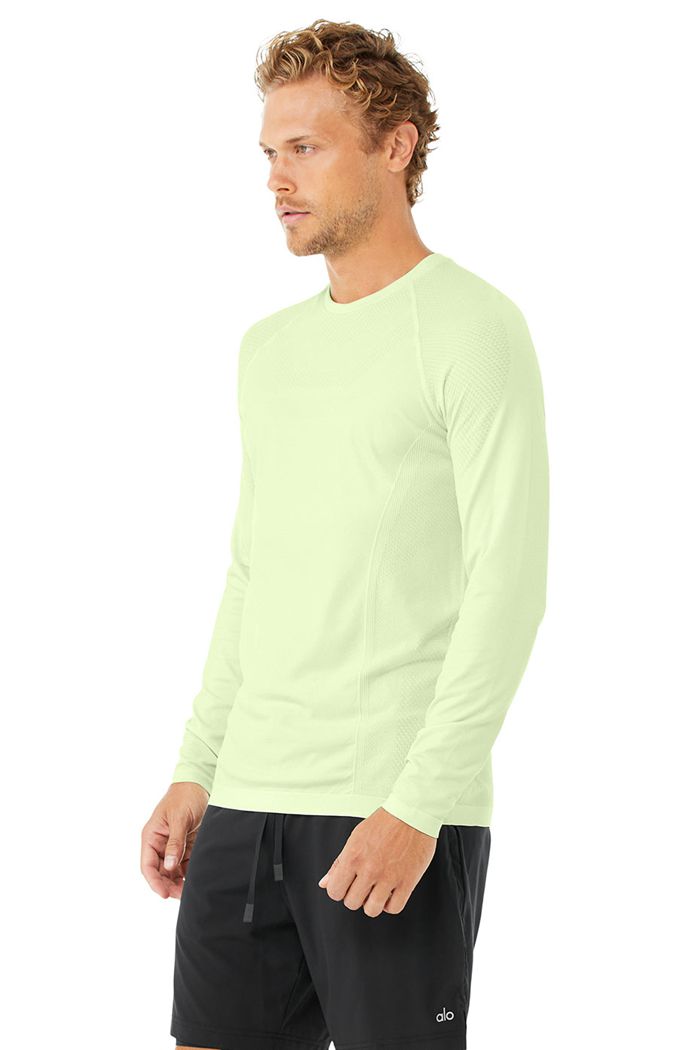 Long Sleeve Alo Yoga Amplify Seamless Męskie Zielone | THYZM4328