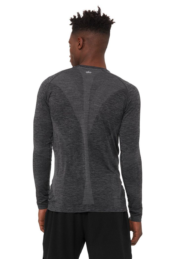 Long Sleeve Alo Yoga Amplify Seamless Męskie Czarne | YEULT5612