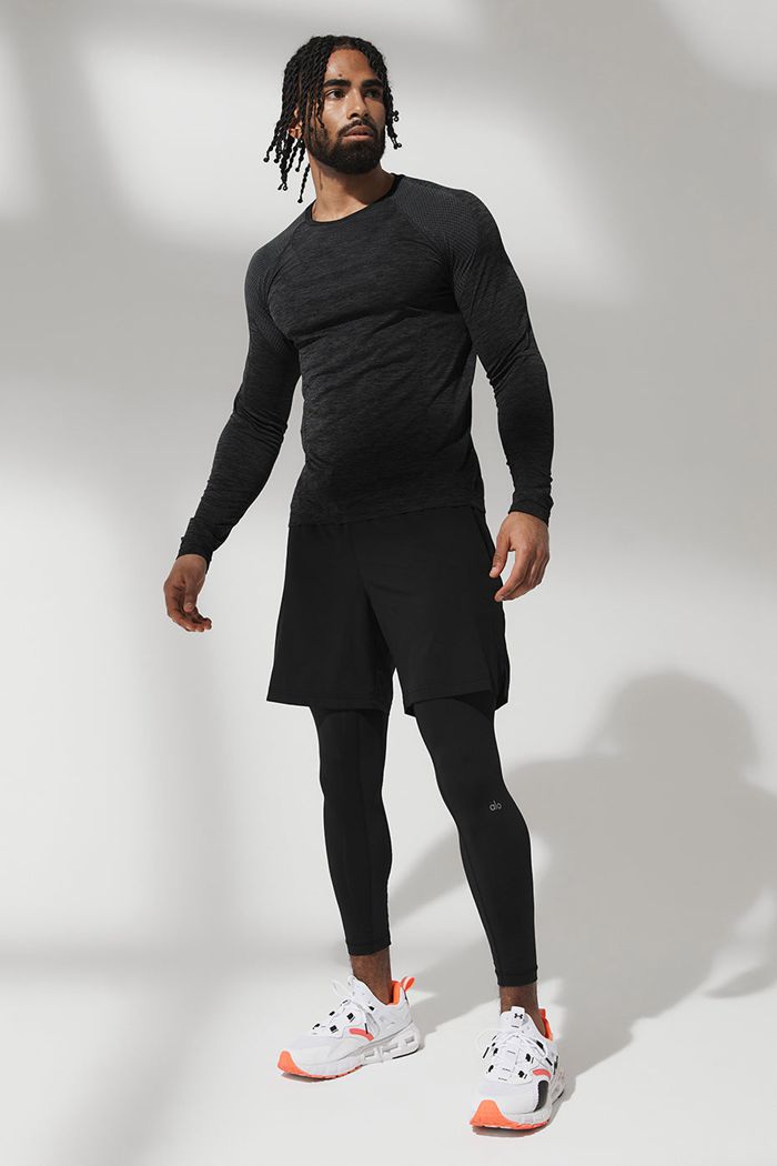 Long Sleeve Alo Yoga Amplify Seamless Męskie Czarne | YEULT5612