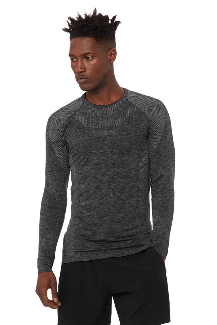 Long Sleeve Alo Yoga Amplify Seamless Męskie Czarne | YEULT5612