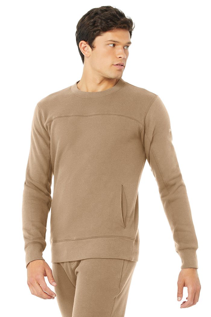 Long Sleeve Alo Yoga Base Sweatshirt Męskie Brązowe | DTSQR7865