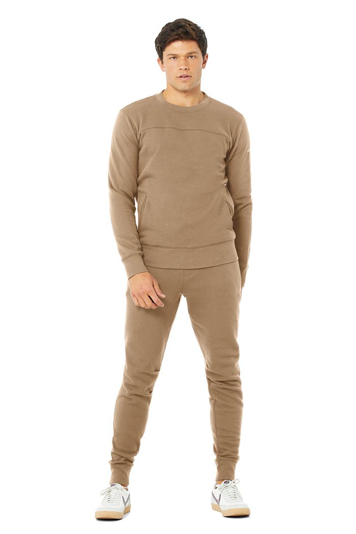 Long Sleeve Alo Yoga Base Sweatshirt Męskie Brązowe | DTSQR7865