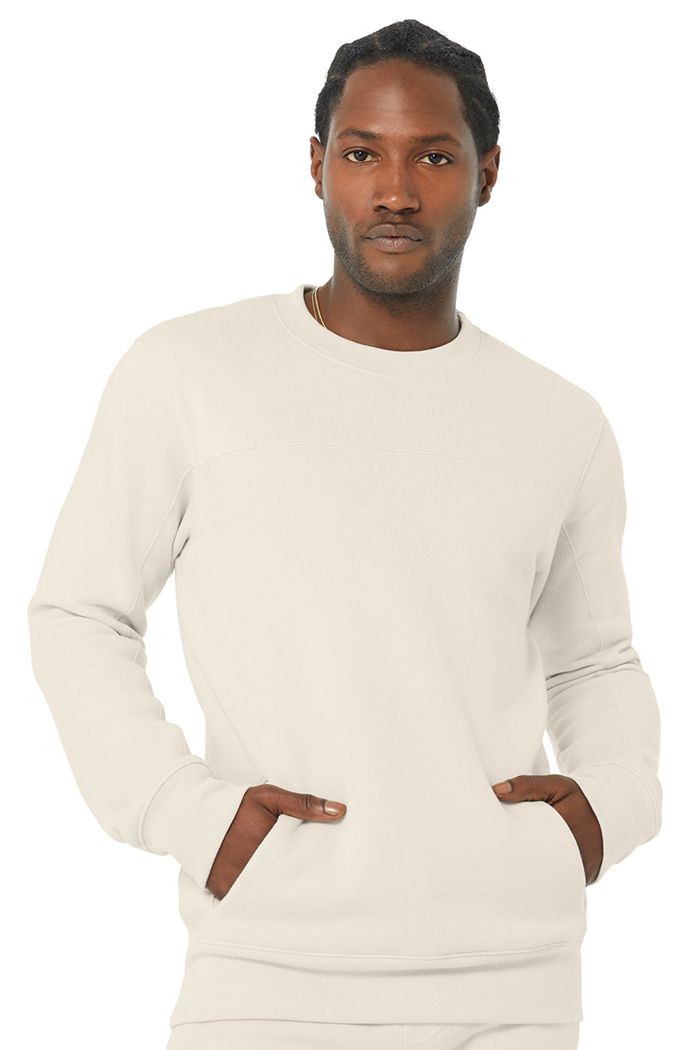 Long Sleeve Alo Yoga Base Sweatshirt Męskie Beżowe | IKFST3205