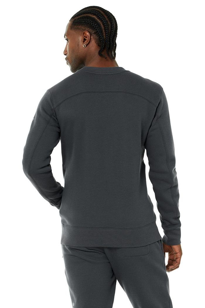 Long Sleeve Alo Yoga Base Sweatshirt Męskie Ciemny Szare | OKGDL0827