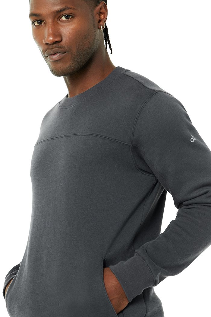 Long Sleeve Alo Yoga Base Sweatshirt Męskie Ciemny Szare | OKGDL0827