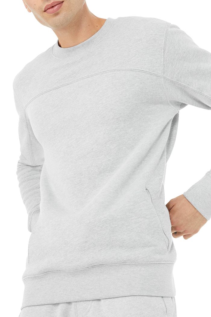 Long Sleeve Alo Yoga Base Sweatshirt Męskie Szare | WKELM0718