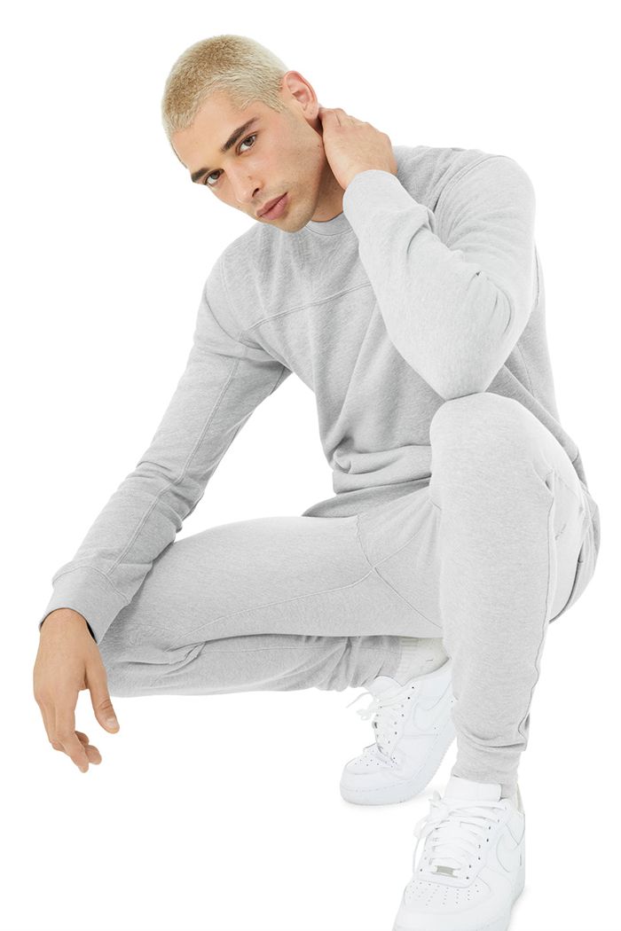 Long Sleeve Alo Yoga Base Sweatshirt Męskie Szare | WKELM0718