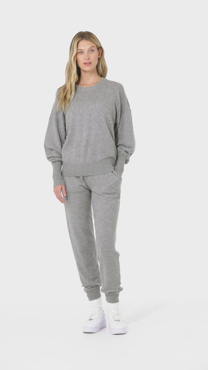 Long Sleeve Alo Yoga Cashmere Jet Set Crew Damskie Szare | JNETI3291