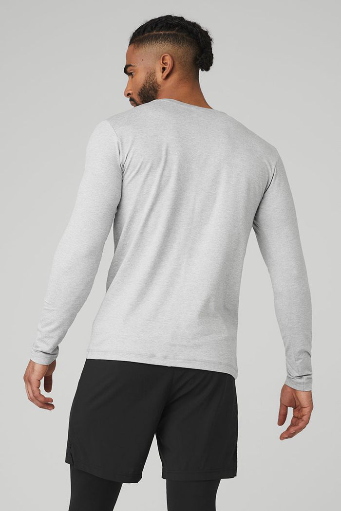 Long Sleeve Alo Yoga Conquer Reform Crewneck Męskie Szare | TKGLQ8316