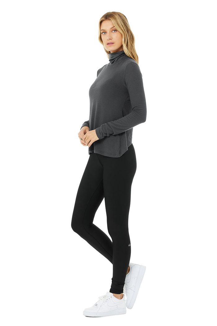 Long Sleeve Alo Yoga Embrace Damskie Ciemny Szare | JKEXB0935