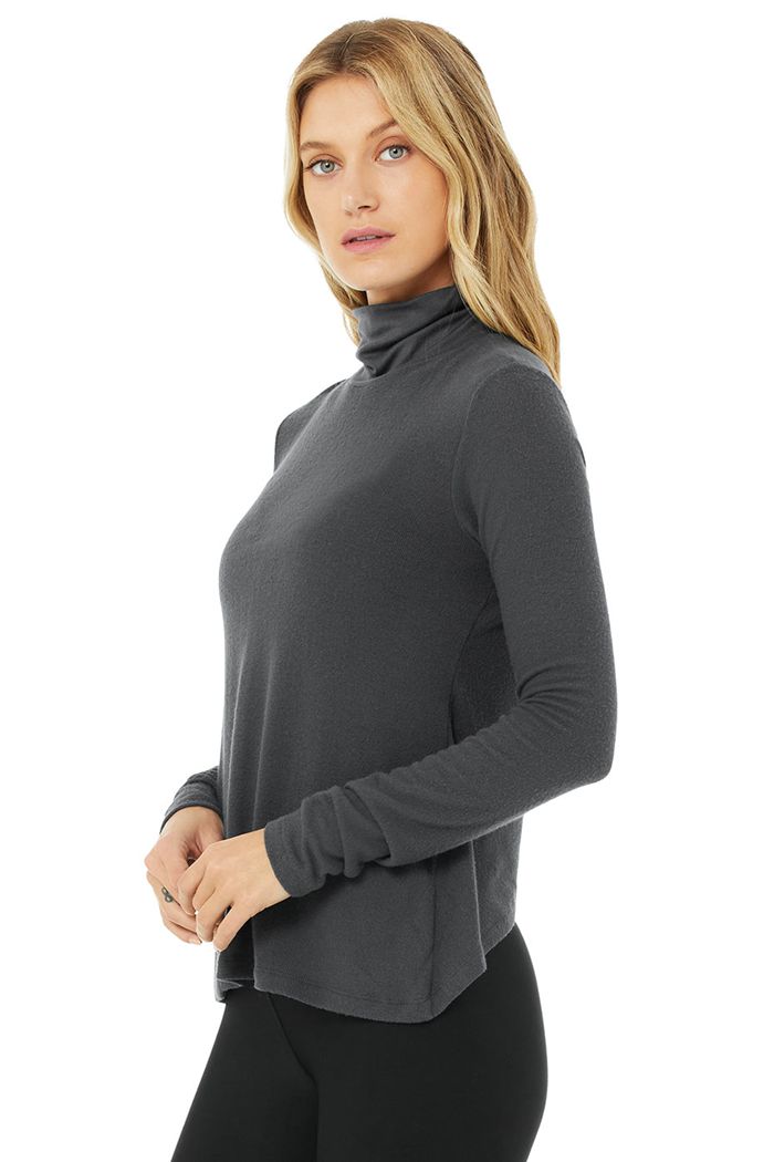 Long Sleeve Alo Yoga Embrace Damskie Ciemny Szare | JKEXB0935