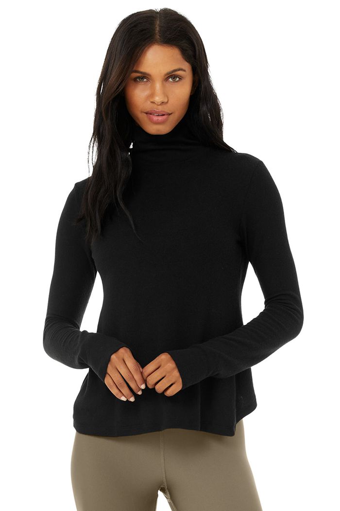 Long Sleeve Alo Yoga Embrace Damskie Czarne | KVZGT3051