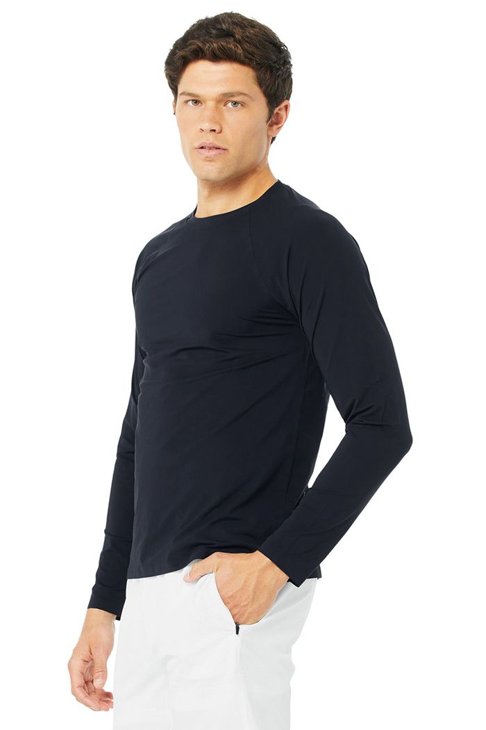 Long Sleeve Alo Yoga Idol Performance Tee Męskie Granatowe | AINYF6417