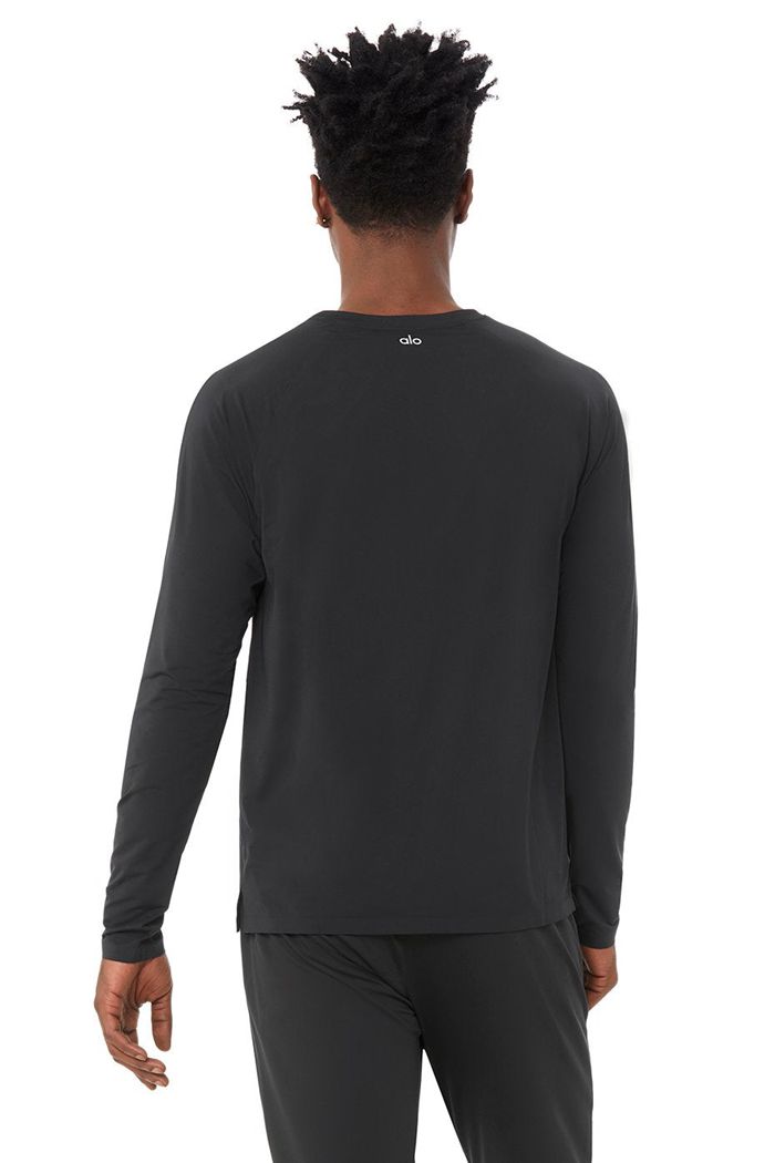 Long Sleeve Alo Yoga Idol Performance Tee Męskie Czarne | CVTWX9608