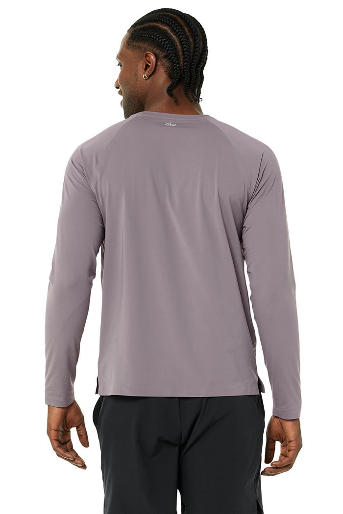 Long Sleeve Alo Yoga Idol Performance Tee Męskie Fioletowe | MBFHQ6390