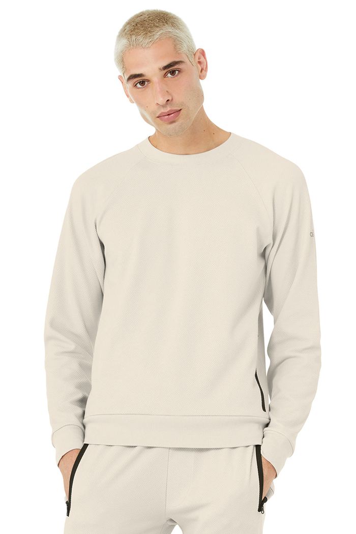 Long Sleeve Alo Yoga Impel Sweatshirt Męskie Beżowe | ZQVND5418